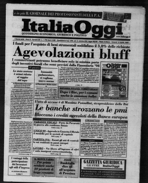 Italia oggi : quotidiano di economia finanza e politica